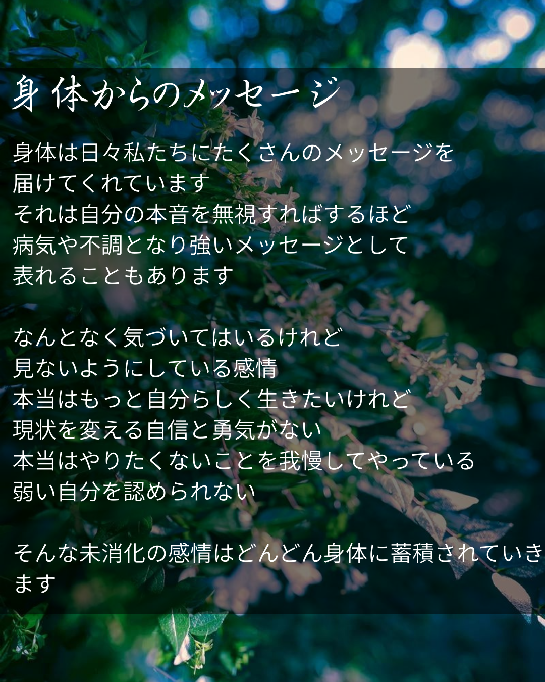 身体からのメッセージについての既存HP画像